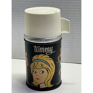 VINTAGE 1964 Tammy Metal Thermos By Aladdin Bottle & Lid, No Stopper, Ideal Toy